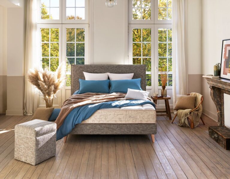 Colchón Tréca Mélusine con base Latte Deco y cabezal Fusión en Palau del descans