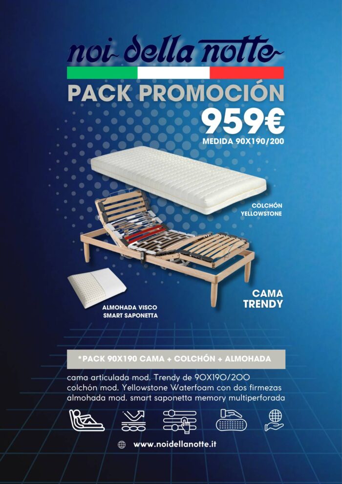 Pack promoción: colchón + cama + almohada - Noi Della Notte
