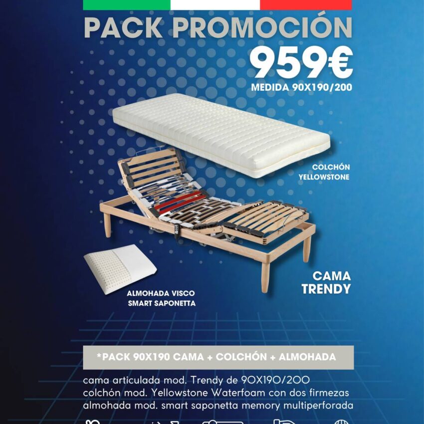 Pack promoción: colchón + cama + almohada - Noi Della Notte
